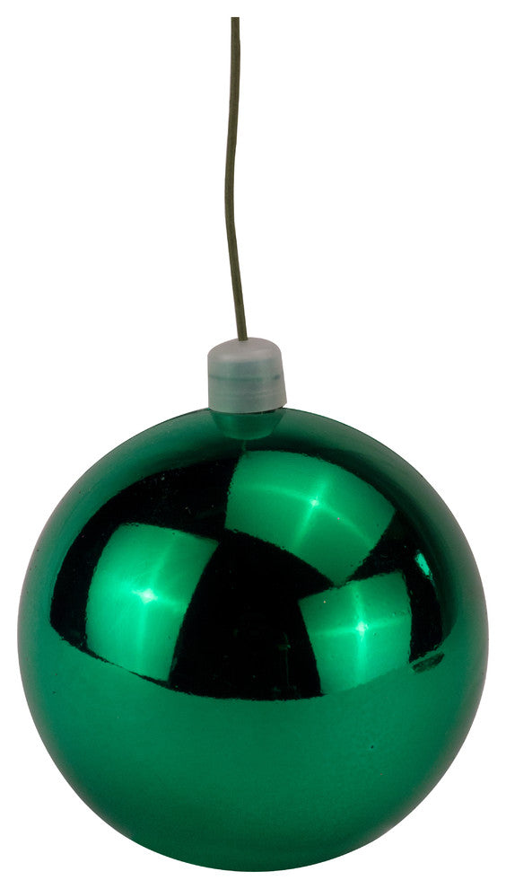80Mm 3" Shiny Green Ball Ornament With Wire And Uv Coating