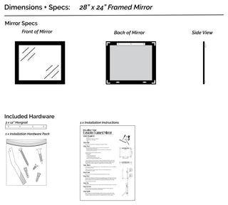 LaRue Framed Wall Mirror, Black, 28" X 24"
