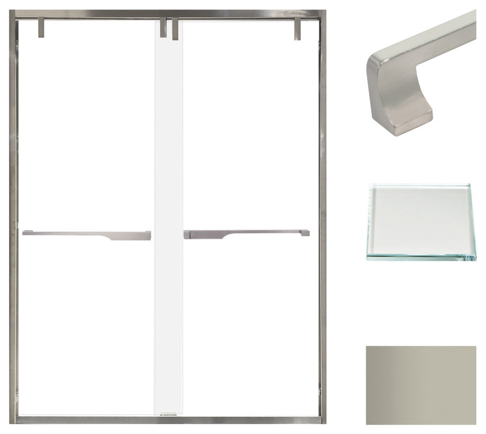 Eden 56-60" W x 80" H Shower Door, Iron Glass, Brushed Stainless, Justin
