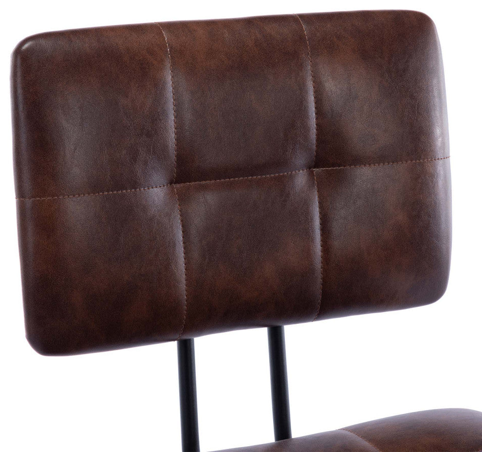 Tufted Tubular Frame Side Chairs Set of 2, Dark Brown
