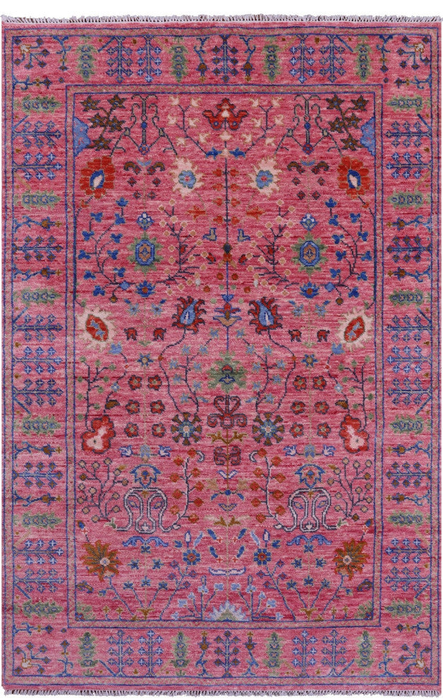 6' 2" X 9' 3" Hand-Knotted Turkish Oushak Wool Rug - Q13661