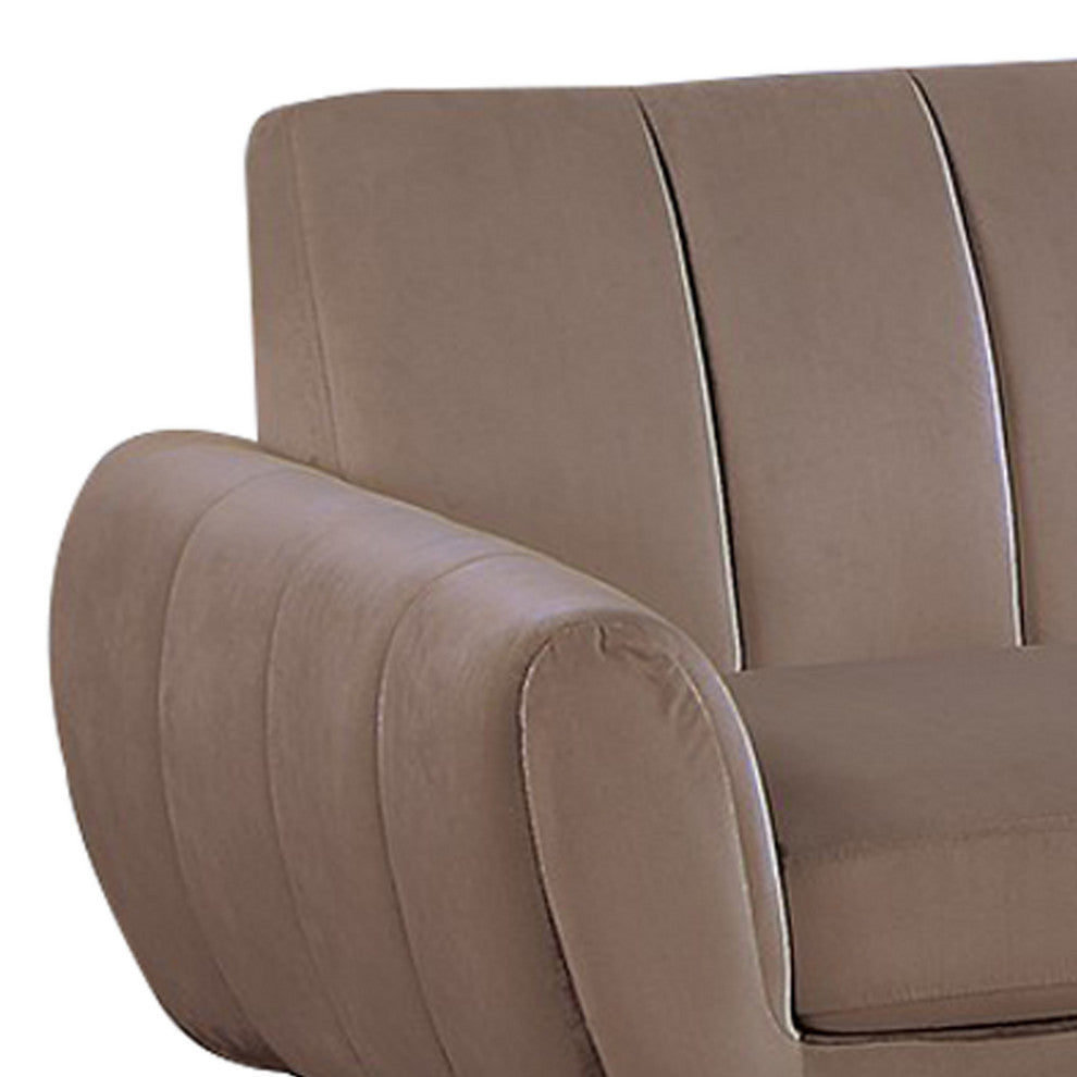 Benzara BM286295 Sectional Sofa Set, Chaise Lounger, Tufted Velvet, Brown