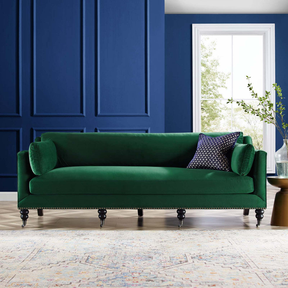 Sofa, Velvet, Green, Modern, Living Lounge Room Hotel Lobby Hospitality