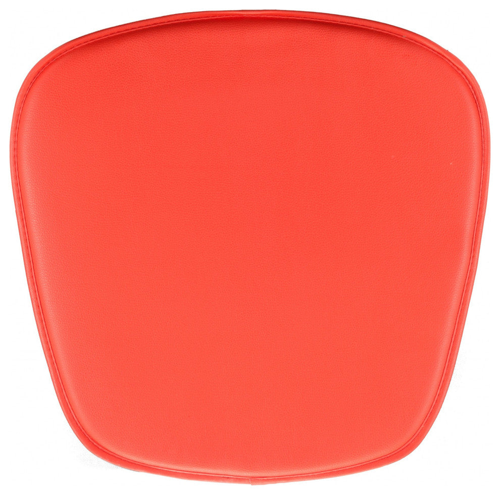 Red Faux Leather Cushion Chair Pad