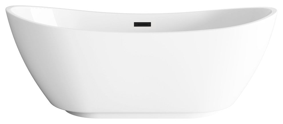 Igor 67" Soaking Bathtub, Glossy White With Matte Black Trim