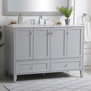 Elegant Decor Sommerville 48" Single Quartz Top Bathroom Vanity in Gray