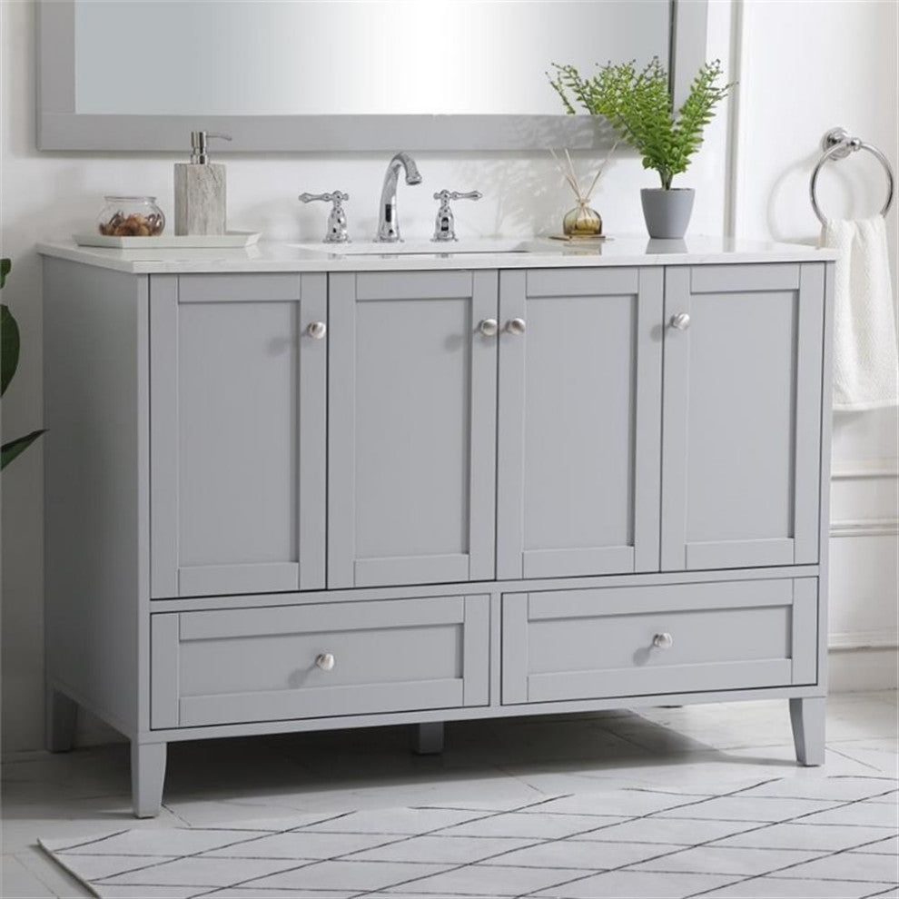 Elegant Decor Sommerville 48" Single Quartz Top Bathroom Vanity in Gray