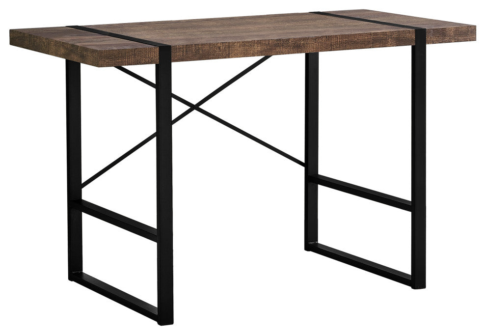 Computer Desk 48"L, Brown Reclaimed Wood, Black Metal