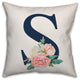 Floral Monogram S 18x18 Indoor/Outdoor Pillow
