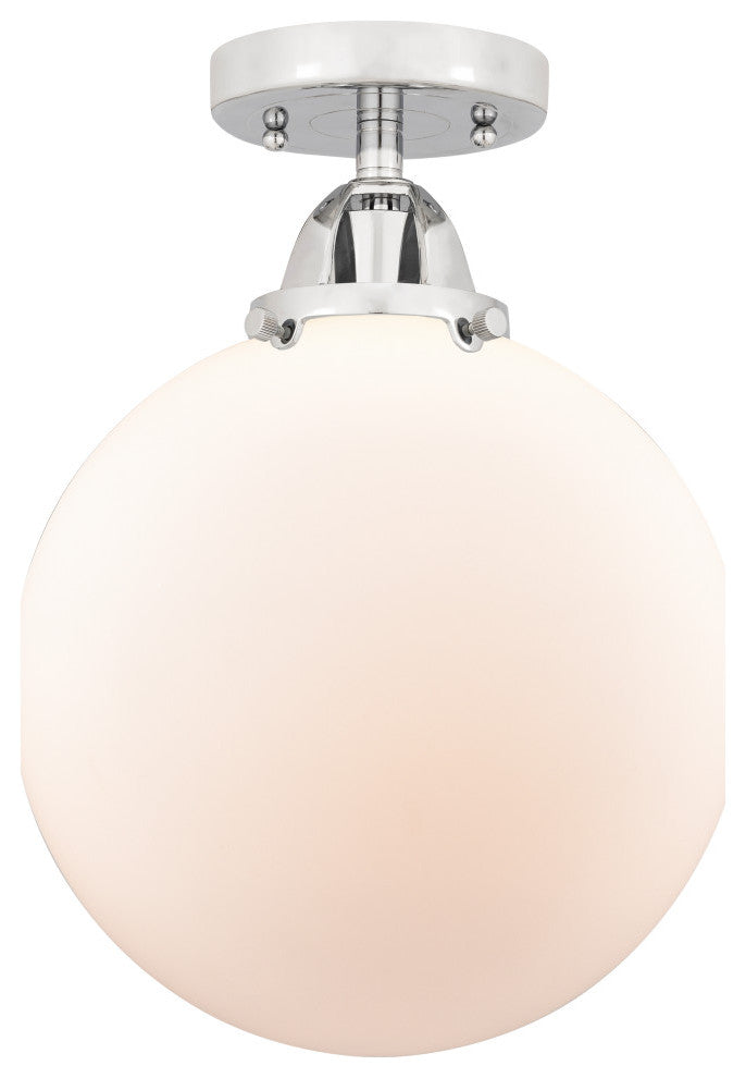 Beacon Semi-Flush Mount, Polished Chrome, Matte White, Matte White