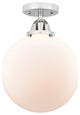 Beacon Semi-Flush Mount, Polished Chrome, Matte White, Matte White
