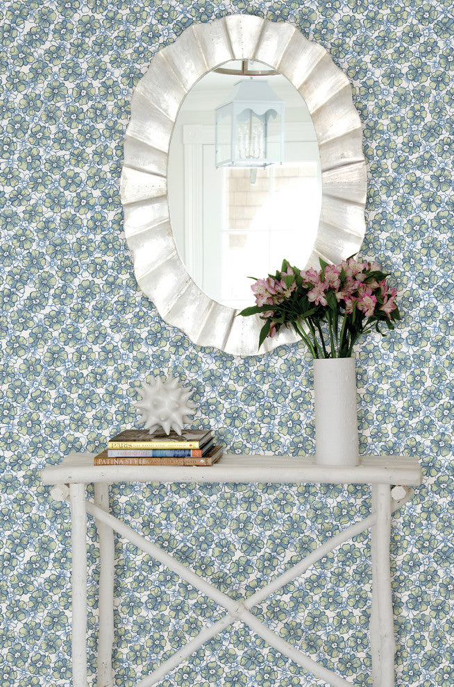 Allison Blue Floral Wallpaper Bolt