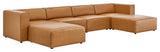 Mingle Vegan Leather 4-Piece Sofa and 2 Ottomans Set, Tan