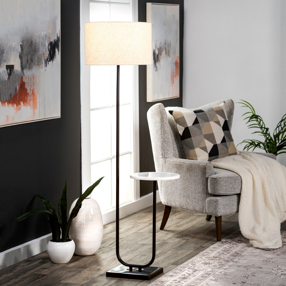 Nuloom 60" Marble/Iron Modern Tray Floor Lamp