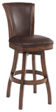 45" Brown Faux Leather And Solid Wood Swivel Bar Height Chair