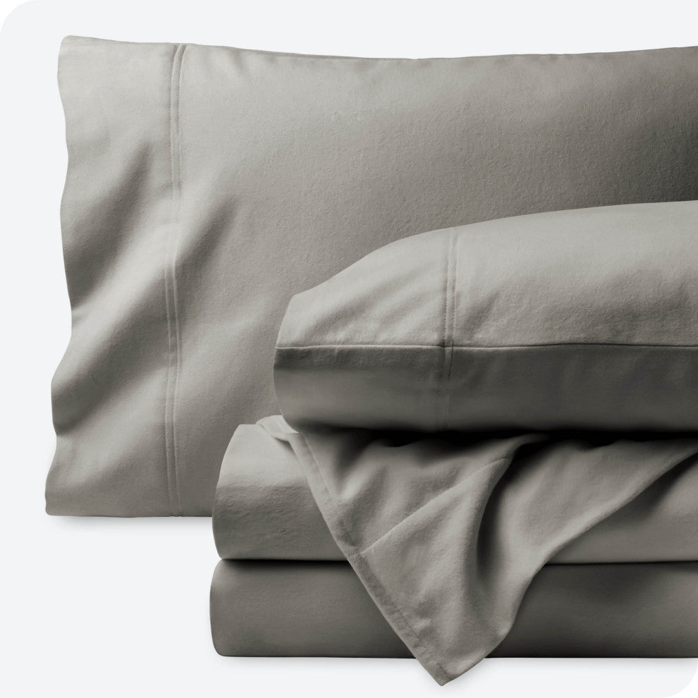 Bare Home Cotton Flannel Sheet Set, Light Gray, Twin Xl