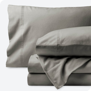 Bare Home Cotton Flannel Sheet Set, Light Gray, Twin Xl