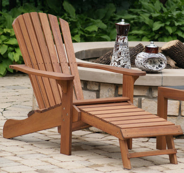 Eucalyptus Adirondack Chair With Built-In Ottoman
