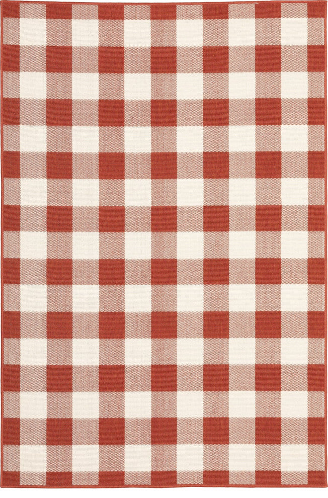 Oriental Weavers Meridian Red/ Ivory Geometric Indoor/Outdoor Rug 8'6"X13'