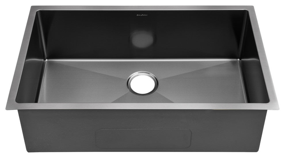 Rivage 32"x19" Stainless Steel, Single Basin, Undermount Kitchen Sink, Black