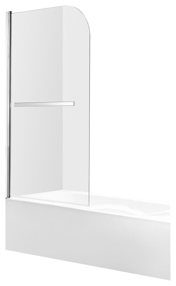 ANZZI Myth 28" x 56" Frameless Hinged Tub Door, Polished Chrome