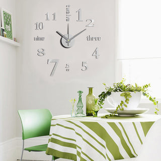 Modern Home Self Adhesive DIY 3D Wall Clock - Linus Metal