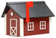 Poly Roof Standard Mailbox, Cherrywood & White, Black Roof