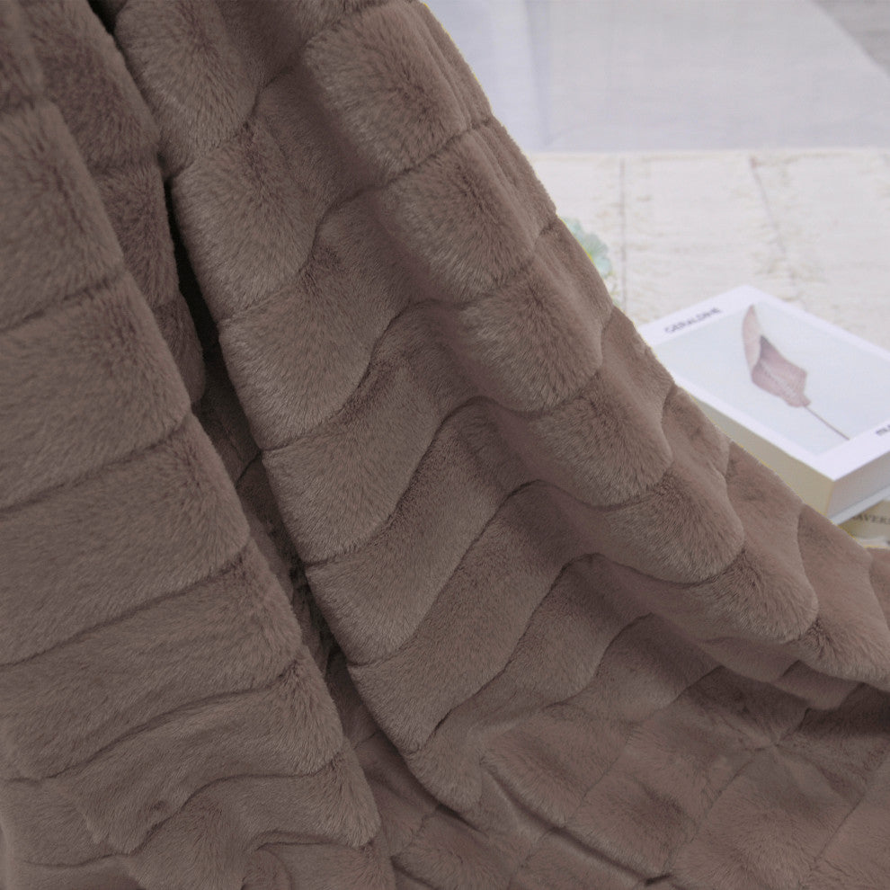 BOON Rabbit Jumbo Fur Throw and Pillow, 3-Piece Set, Carafe