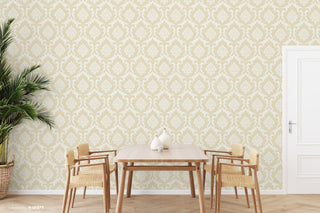 Osbourne Light Gold Damask Wallpaper