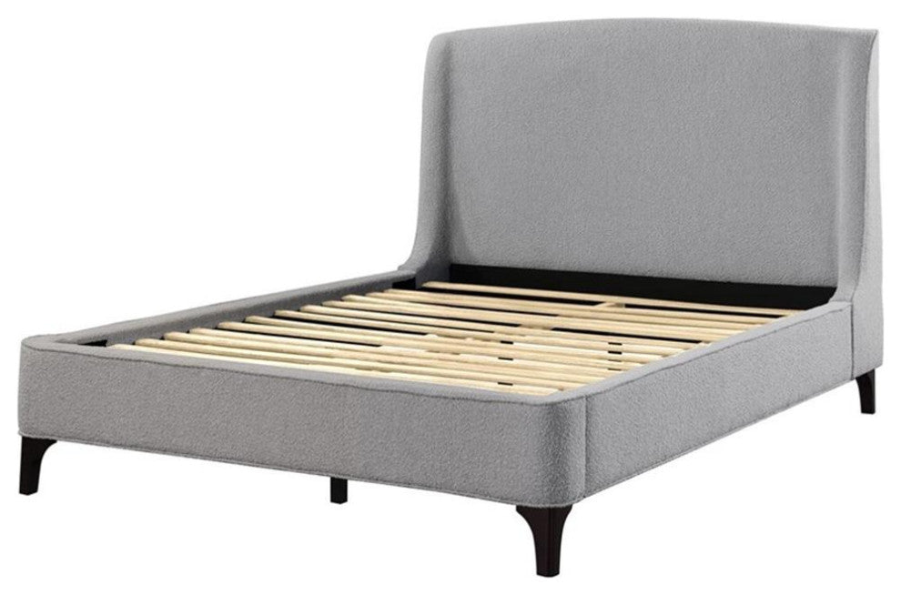 Coaster Mosby Fabric Upholstered Curved Headboard Queen Bed in Light Gray