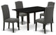 5Pc Dining Set, Nail Head Parson Chairs, Butterfly Leaf Wood Table, Black