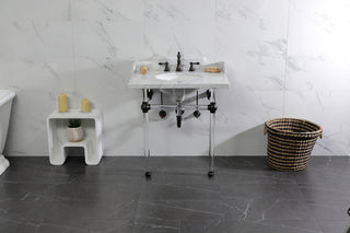 Kingston Brass LMS3030MA5 30" Carrara Marble Console Sink, Acrylic Legs
