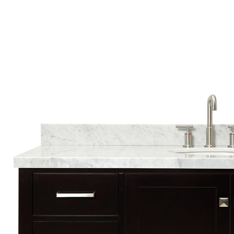 ARIEL Cambridge 61" Single Oval Sink Bathroom Vanity Espresso With Marble Top