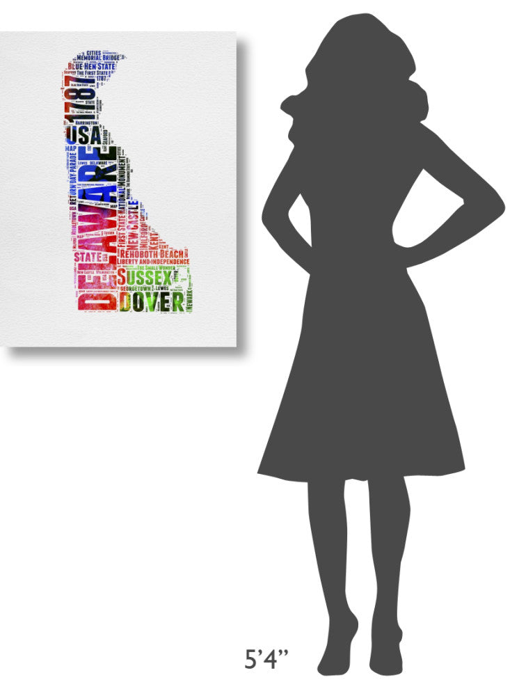 "Delaware Watercolor Word Cloud" Fine Art Print
