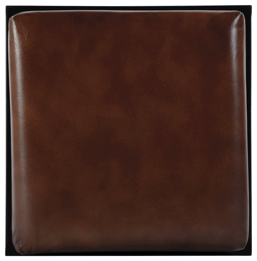 31" Seat Height Leather and Iron Backless Bar Height Stool With Footrest