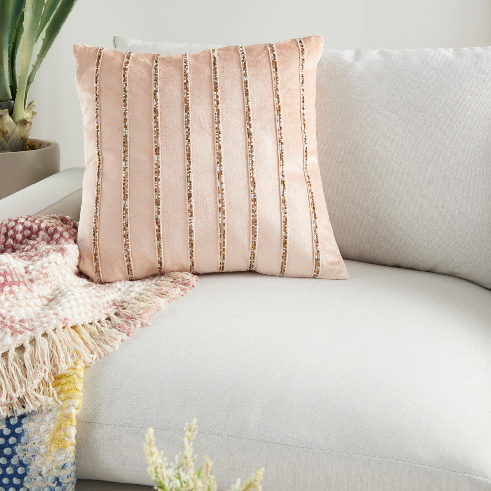 Mina Victory AZ217 Throw Pillow, Blush, 20"X20"