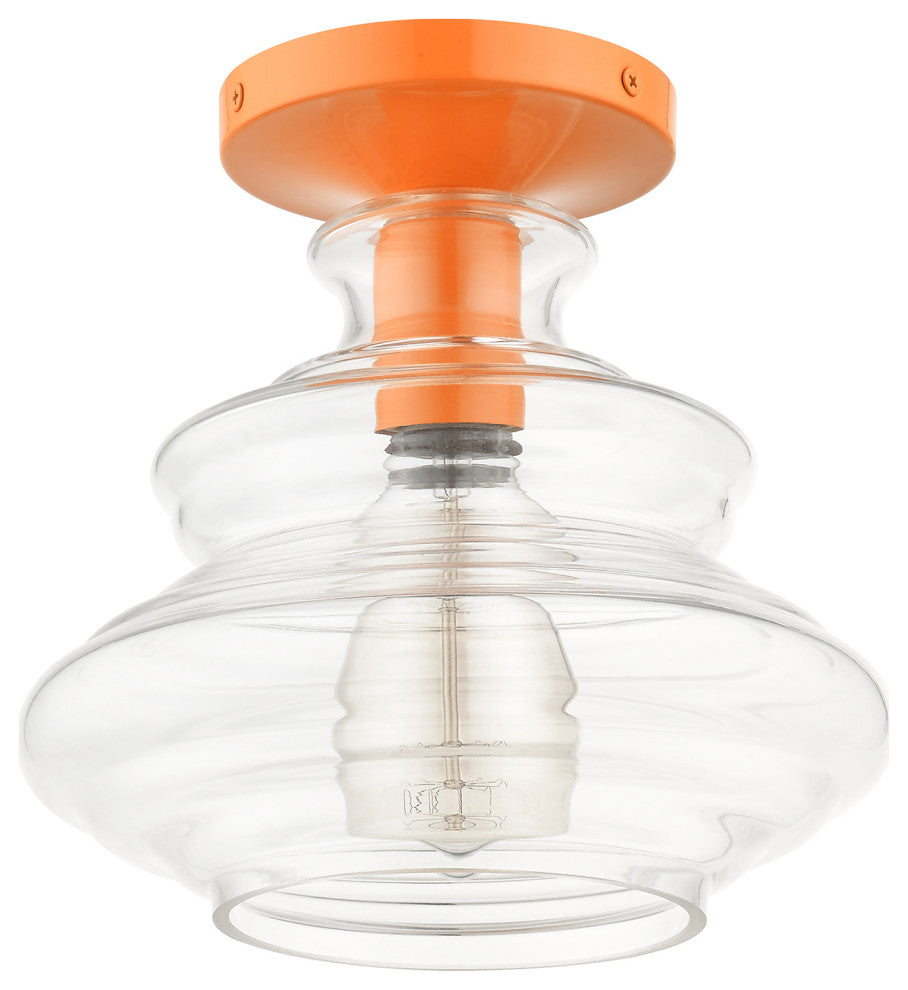 1 Light Shiny Orange Semi-Flush