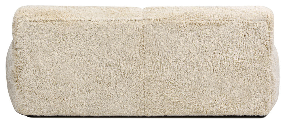 Summit 83" Sheepskin Sofa, Cream Beige Faux Fur