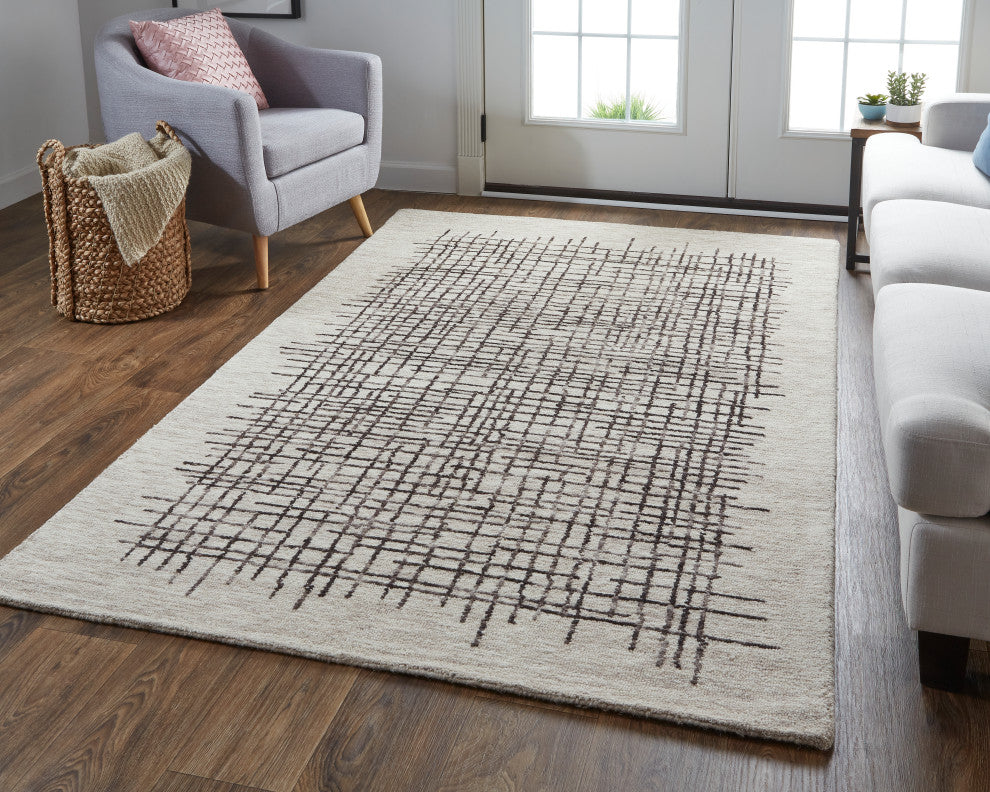 Weave & Wander Carrick Architectural Rug, Beige/Brown, 3'6"x5'6"