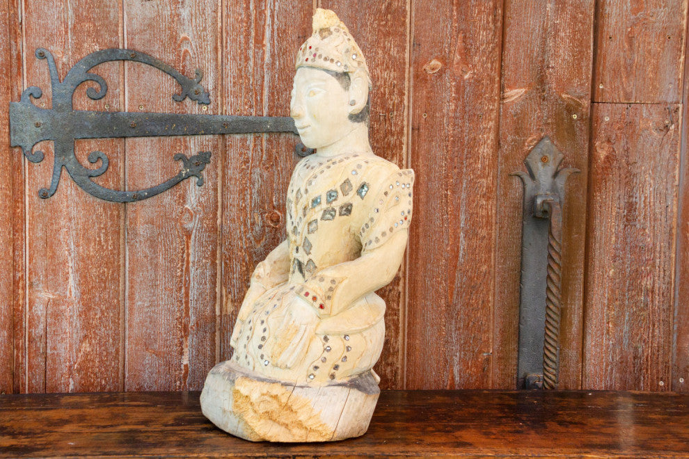 Antique Rangoon Bleached Kneeling Buddha