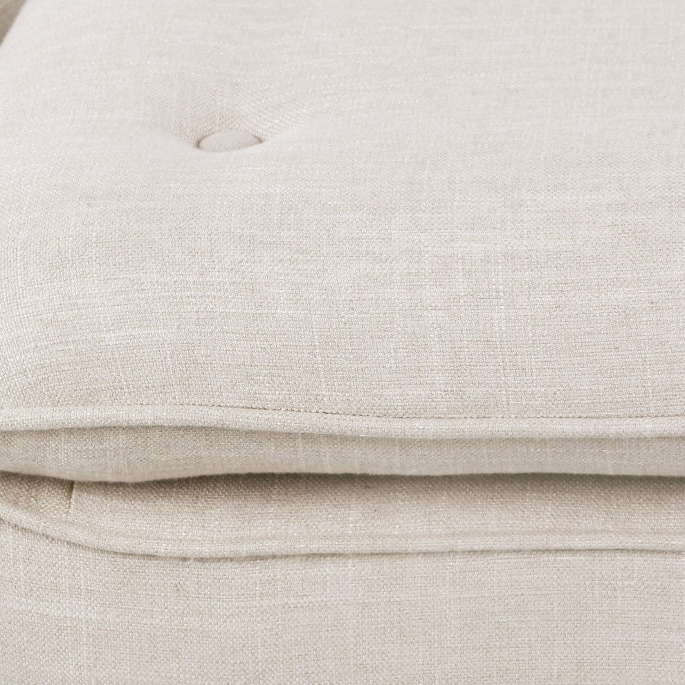 Newcastle Fabric Tufted Bench, Flax