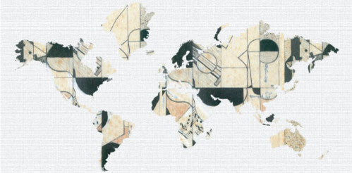 Studio Map Mural, Gris Guitar, Peel and Stick, 8 Panels, 142"x69"