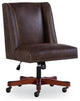 Transitional Office Chair, Padded Seat With Nailhead, Brown Faux Leather