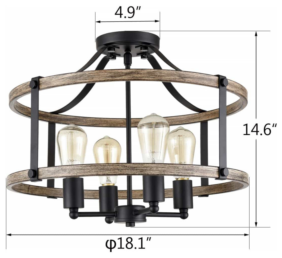 Farmhouse Ceiling Light Fixtures Ceiling Semi Flush Mount Chandelier
