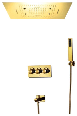 LED Mist Hot and Cold Shower System, Square Hand Shower, Phone Control