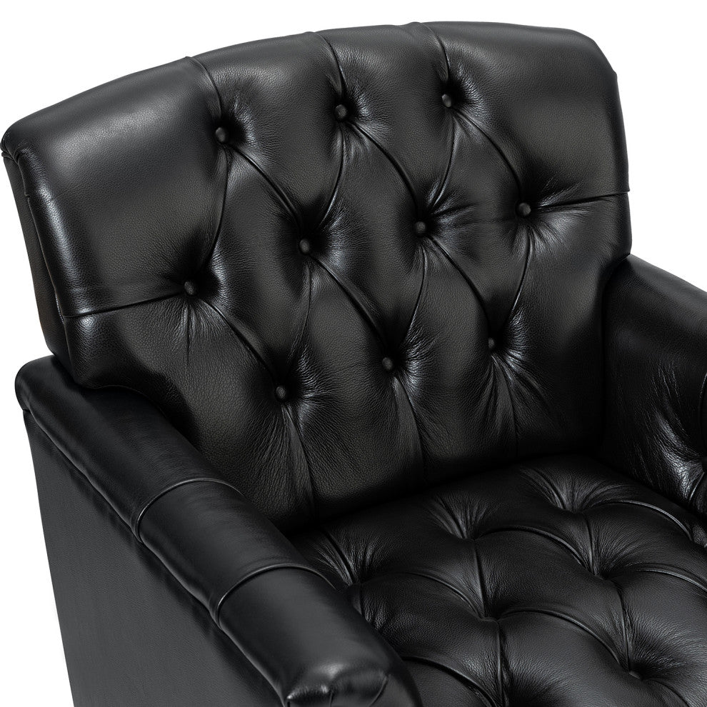 Bertram Genuine Leather Armchair Set of 2, Black