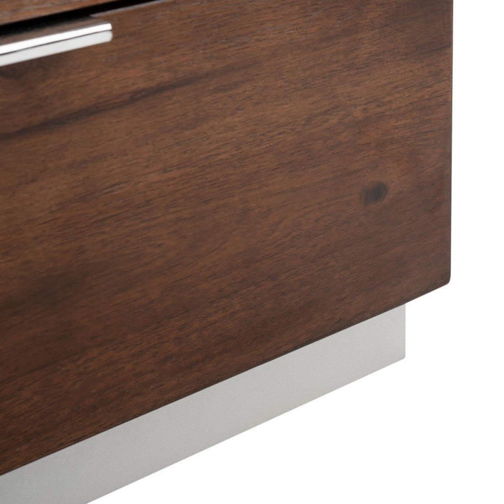 Safavieh Brylin 3 Drawer Nightstand, Dark Walnut