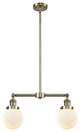 Beacon 2-Light LED Chandelier, Antique Brass, Shade: Gloss White