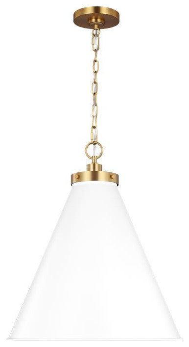 Generation Lighting, CP1281MWTBBS, Large Cone Pendant, Matte White