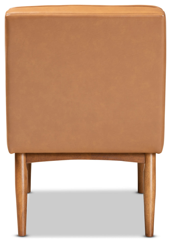 Daymond Modern Tan Faux Leather Walnut Brown Finished Wood Dining Chair